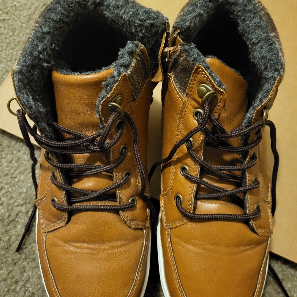 Brown Faux Leather Boots